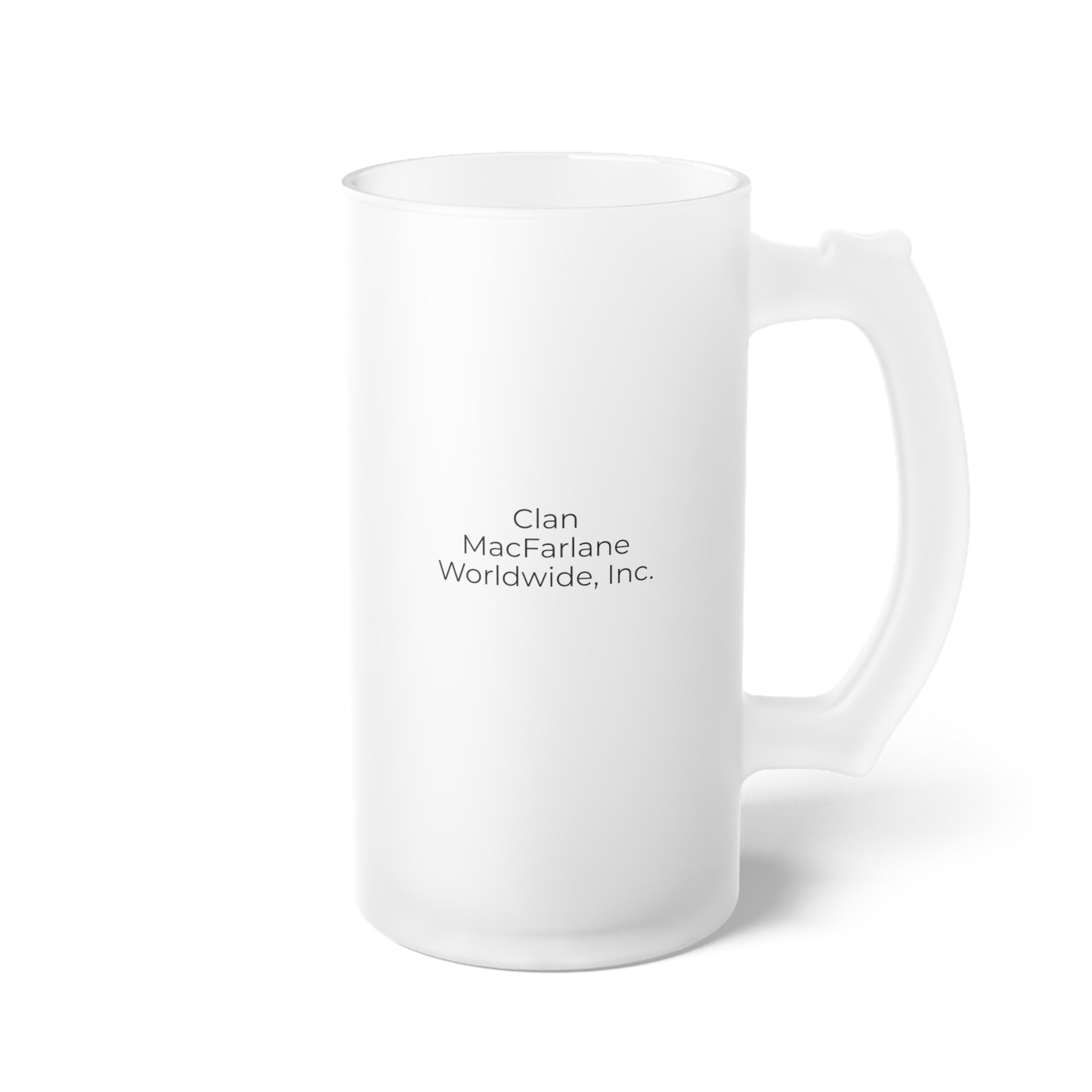 MACFARLANE Frosted Glass Beer Mug (Clear Background)