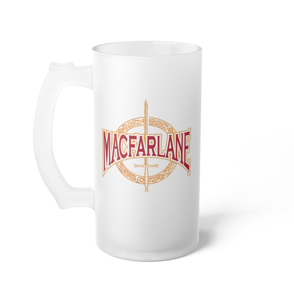 MACFARLANE Frosted Glass Beer Mug (Clear Background)