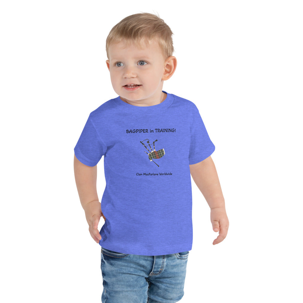 BAGPIPER IN TRAINING - BLACK LETTERS - Toddler Short Sleeve Tee