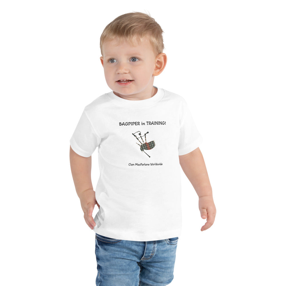 BAGPIPER IN TRAINING - BLACK LETTERS - Toddler Short Sleeve Tee