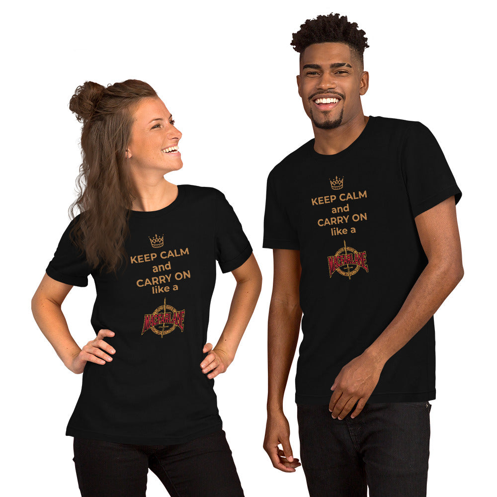 KEEP CALM AND CARRY ON - GOLD LETTERS - Short-Sleeve Unisex T-Shirt